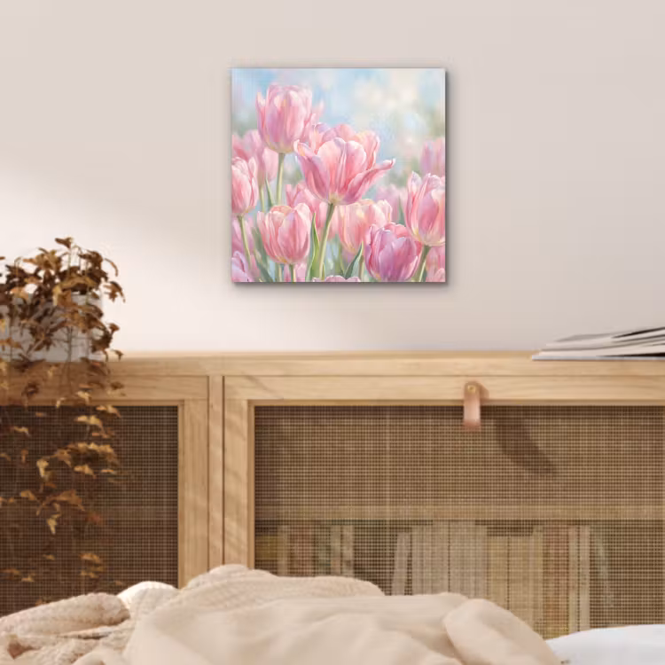 Tulpen - Veld - Lente - Roze aluminium wit klein -sfeer3