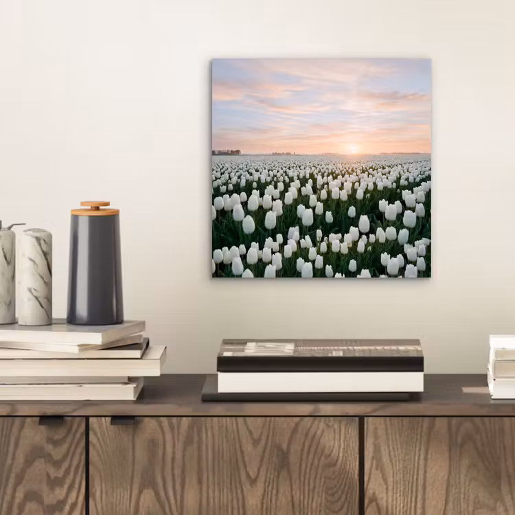 Tulpen - Landschap - Wit aluminium wit klein -sfeer1