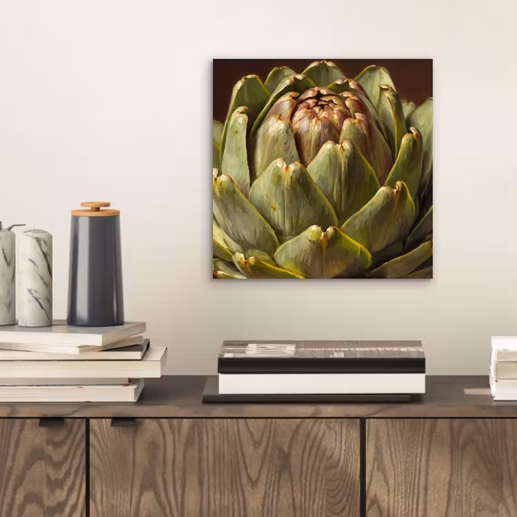 aluminium wall art - Vegetable - Artichoke - Green - Groente - Artisjok - Groen aluminium wit klein