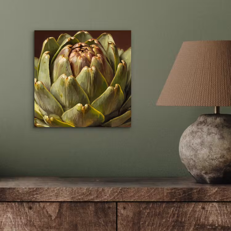 aluminium wall art - Vegetable - Artichoke - Green - Groente - Artisjok - Groen aluminium wit klein