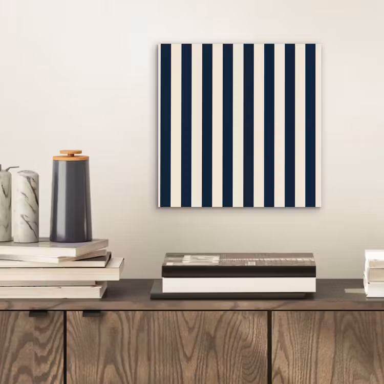 Verticale strepen - Blauw - Crème aluminium wit klein 46 -sfeer1