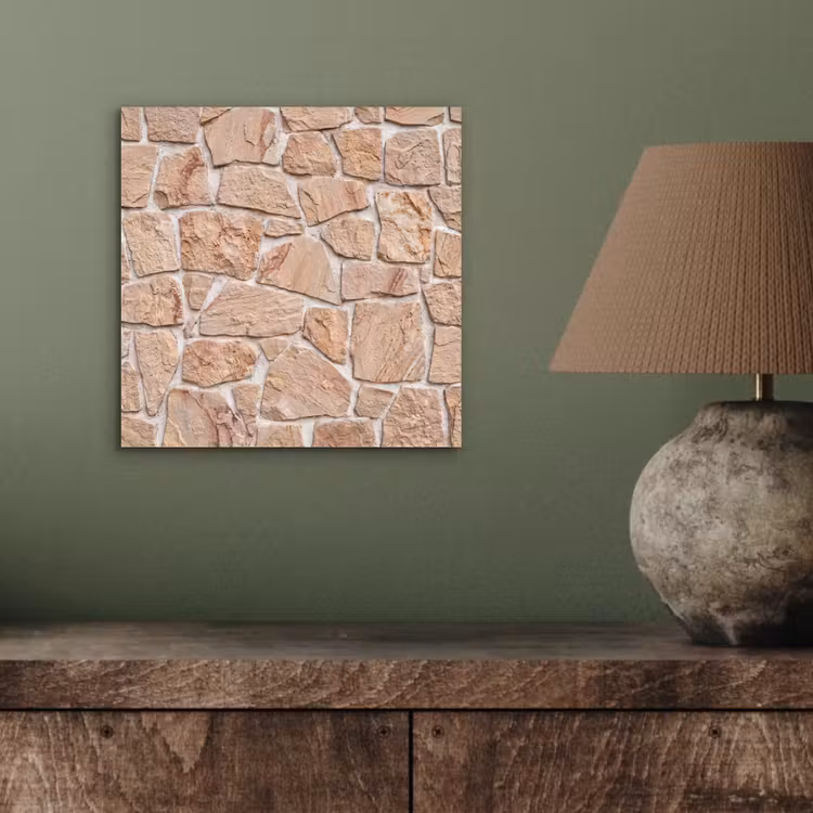 Muur - Steen - Patroon - Rustiek - Beige aluminium wit klein -sfeer2
