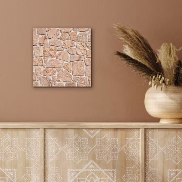 Muur - Steen - Patroon - Rustiek - Beige aluminium wit klein -sfeer4