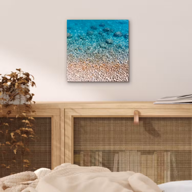 Water - Kiezels - Natuur - Levendig - Turkoois aluminium wit klein -sfeer3