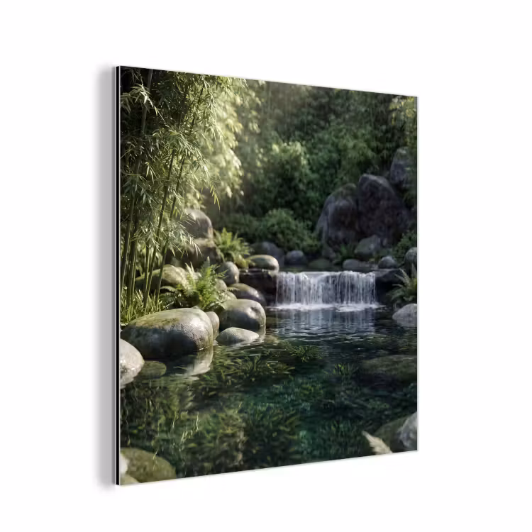 Beek - Waterval - Natuur - Groen aluminium wit klein -3d