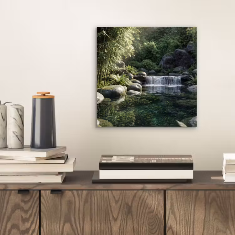 Beek - Waterval - Natuur - Groen aluminium wit klein -sfeer1