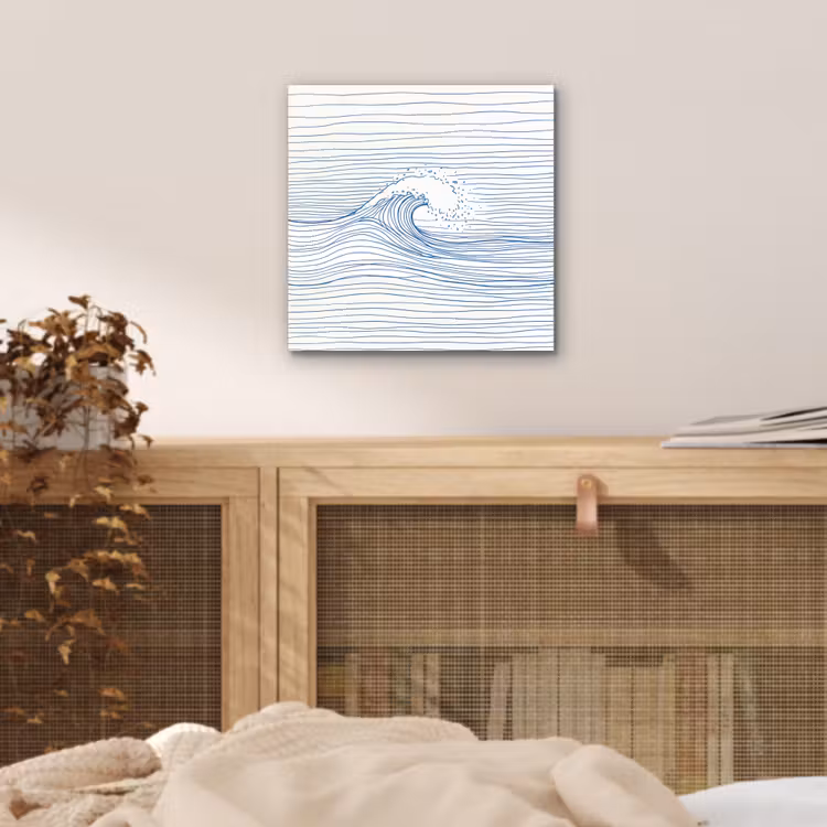 Golf - Brekende - Natuur - Minimalistisch - Blauw aluminium wit klein -sfeer3