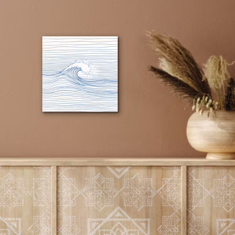 Golf - Brekende - Natuur - Minimalistisch - Blauw aluminium wit klein -sfeer4