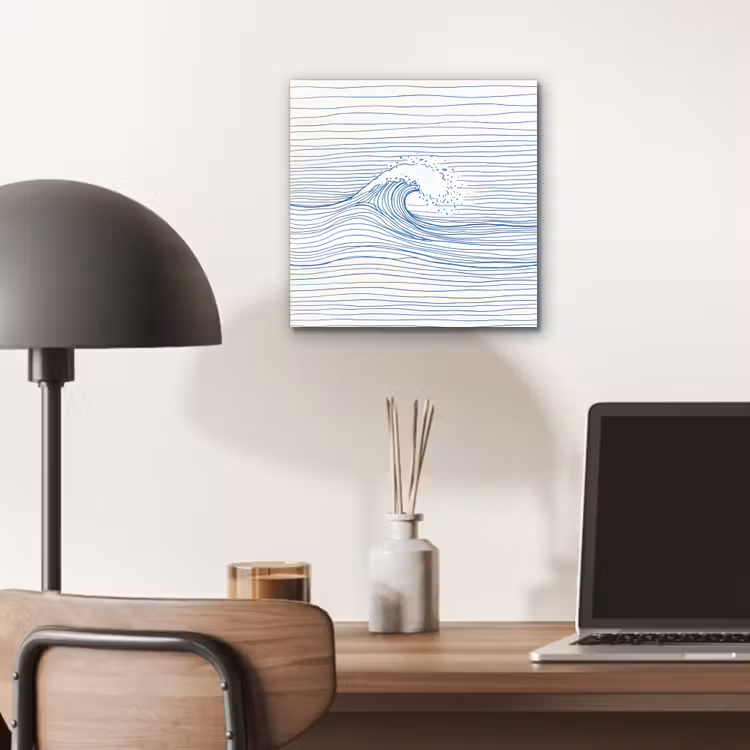 Golf - Brekende - Natuur - Minimalistisch - Blauw aluminium wit klein -sfeer5