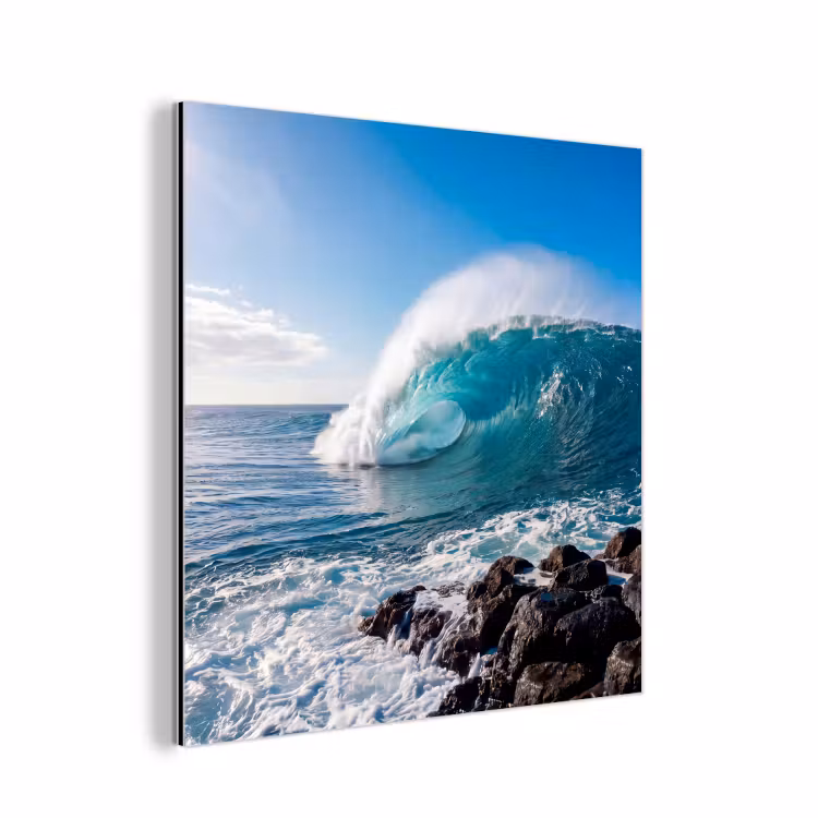 Golf - Oceaan - Brekend - Water - Blauw aluminium wit klein -3d