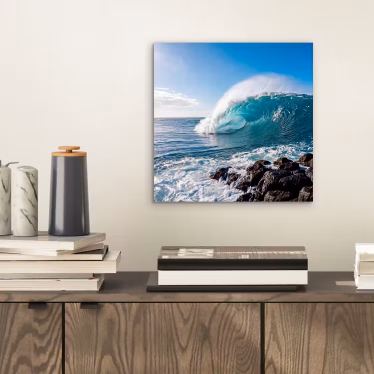 Golf - Oceaan - Brekend - Water - Blauw aluminium wit klein -sfeer1