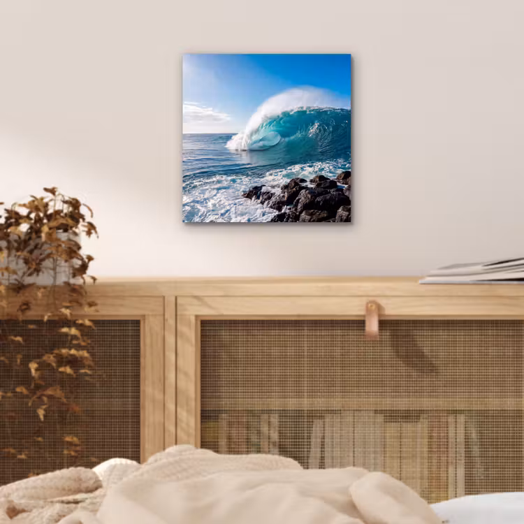 Golf - Oceaan - Brekend - Water - Blauw aluminium wit klein -sfeer3