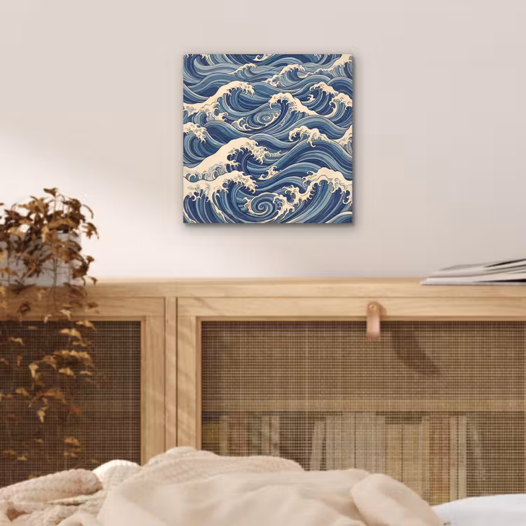 Golven - Zee - Natuur - Abstract - Blauw aluminium wit klein -sfeer3