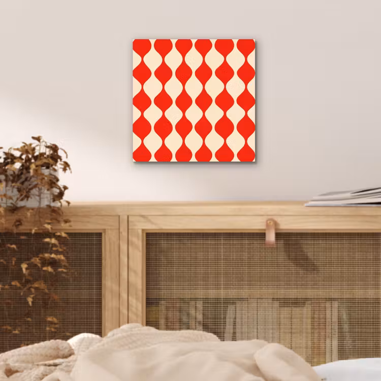 Golvend patroon - Retro - Rood - Beige aluminium wit klein 46 -sfeer3