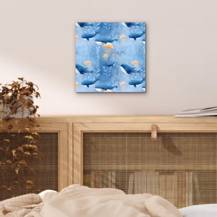 Walvissen - Oceaan - Blauw aluminium wit klein 46 -sfeer3