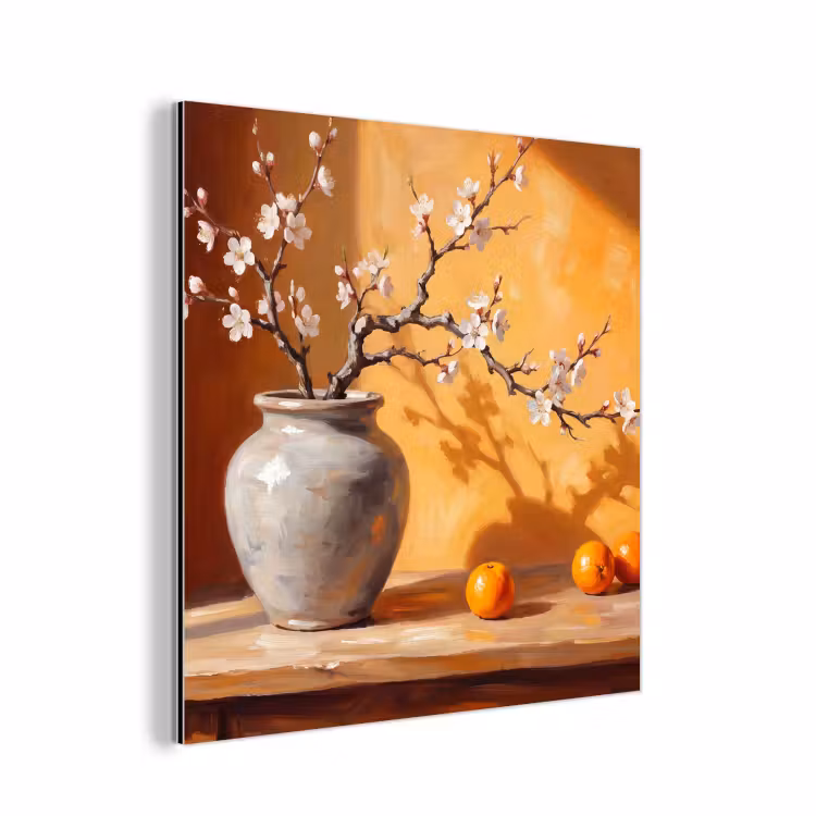 aluminium wall art - White Flowers - Still Life - Witte bloemen - Stilleven aluminium wit klein