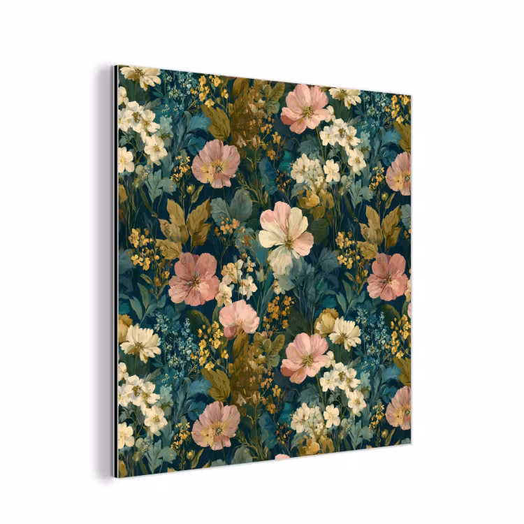 Wilde bloemen - Botanisch - Patroon - Roze - Romantisch aluminium wit klein 46 -3d