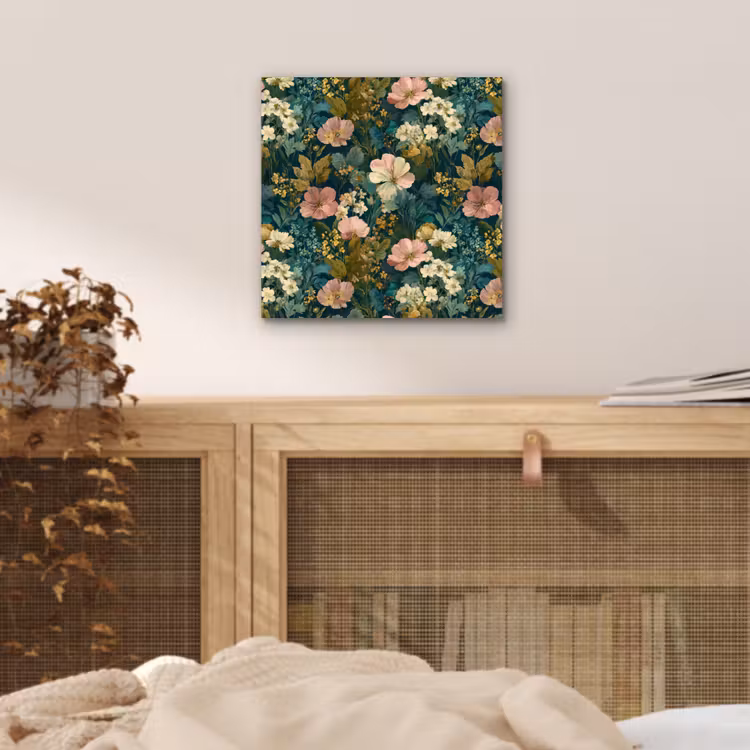 Wilde bloemen - Botanisch - Patroon - Roze - Romantisch aluminium wit klein 46 -sfeer3