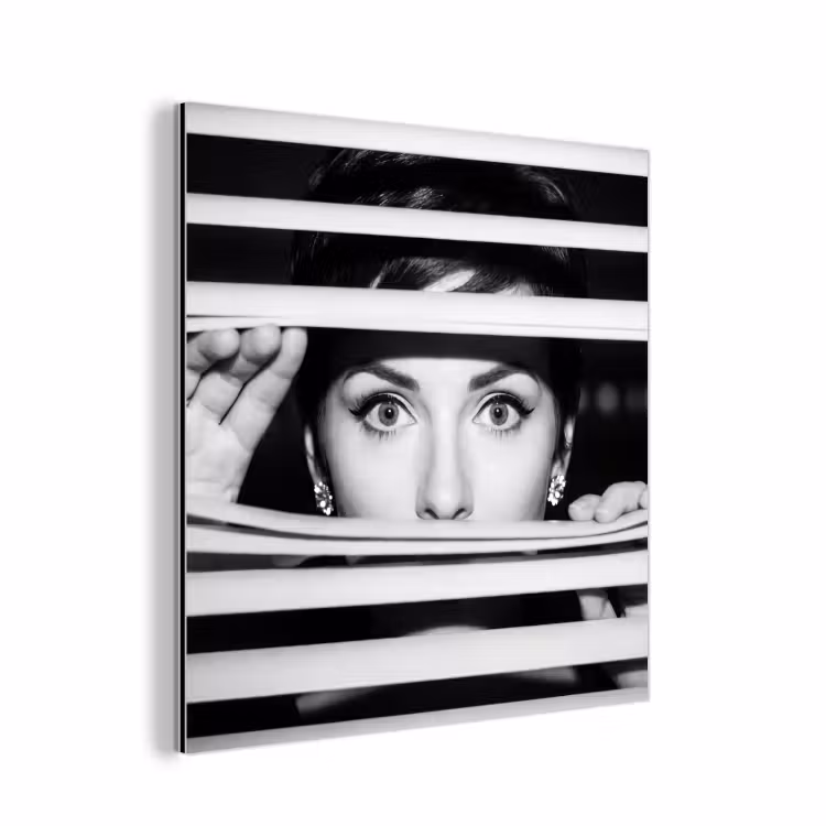 Vrouw - Jaloezieën - Portret - Zwart-wit aluminium wit klein -3d