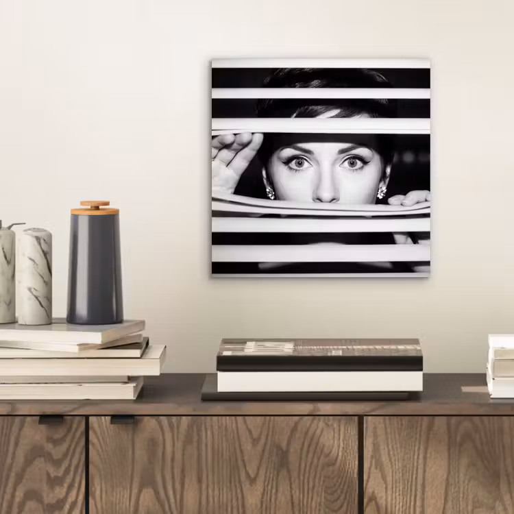 Vrouw - Jaloezieën - Portret - Zwart-wit aluminium wit klein -sfeer1