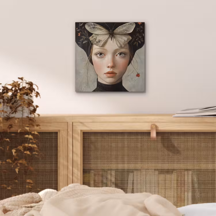 Woman - Butterfly - Art - Classic - Muted aluminium wit klein -sfeer3
