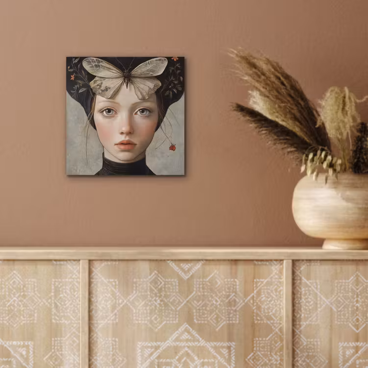 Woman - Butterfly - Art - Classic - Muted aluminium wit klein -sfeer4