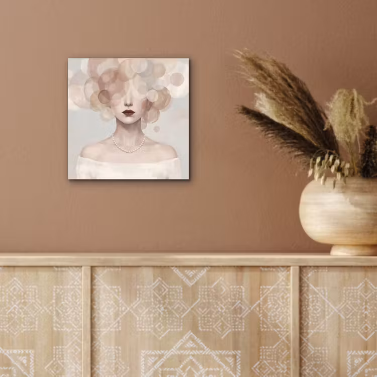 Vrouw - Cirkels - Beige aluminium wit klein -sfeer4
