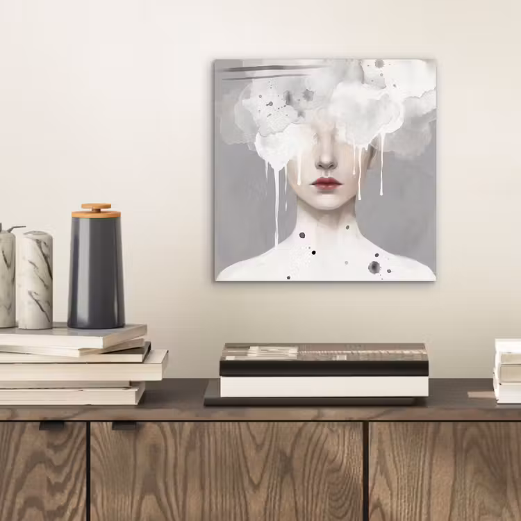 Vrouw - Wolk - Grijs aluminium wit klein -sfeer1