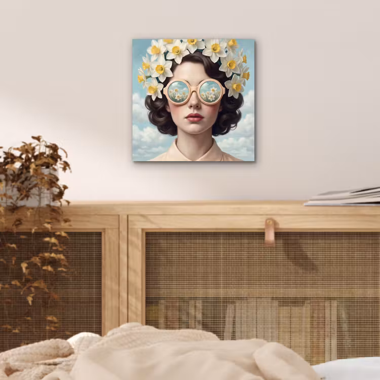 Vrouw - Narcissen - Geel aluminium wit klein -sfeer3