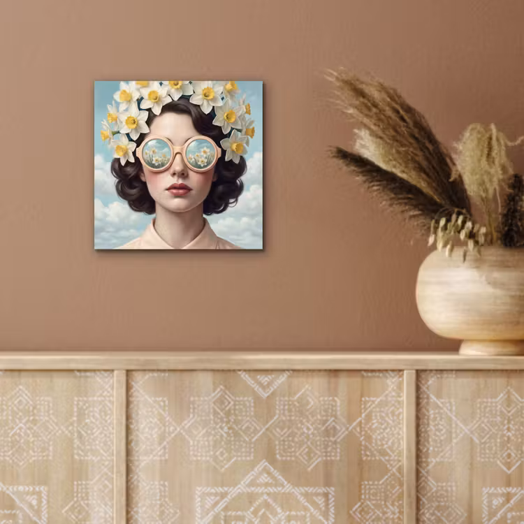 Vrouw - Narcissen - Geel aluminium wit klein -sfeer4