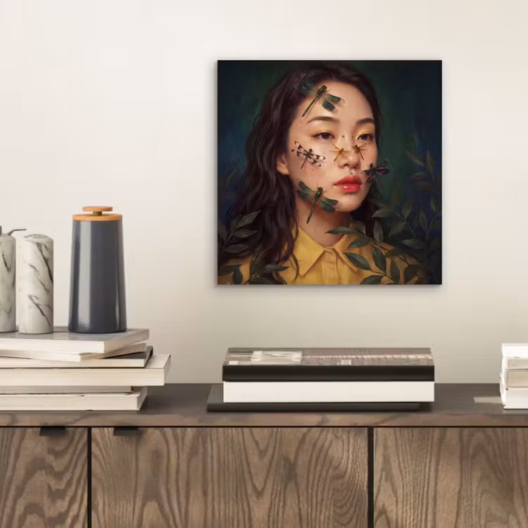 Vrouw - Insecten - Natuur - Portret - Groen aluminium wit klein -sfeer1