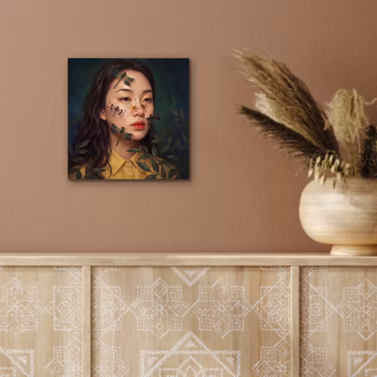 Vrouw - Insecten - Natuur - Portret - Groen aluminium wit klein -sfeer4