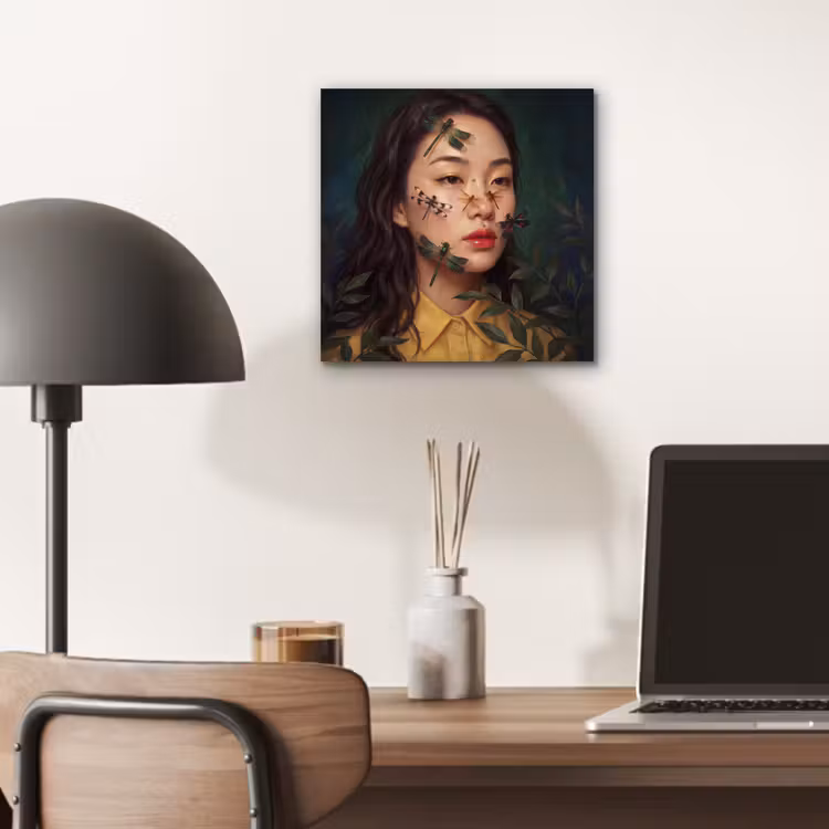 Vrouw - Insecten - Natuur - Portret - Groen aluminium wit klein -sfeer5