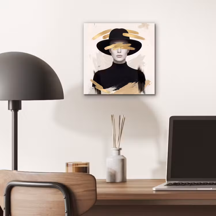 Vrouw - Portret - Modern - Goud - Kunst aluminium wit klein -sfeer5