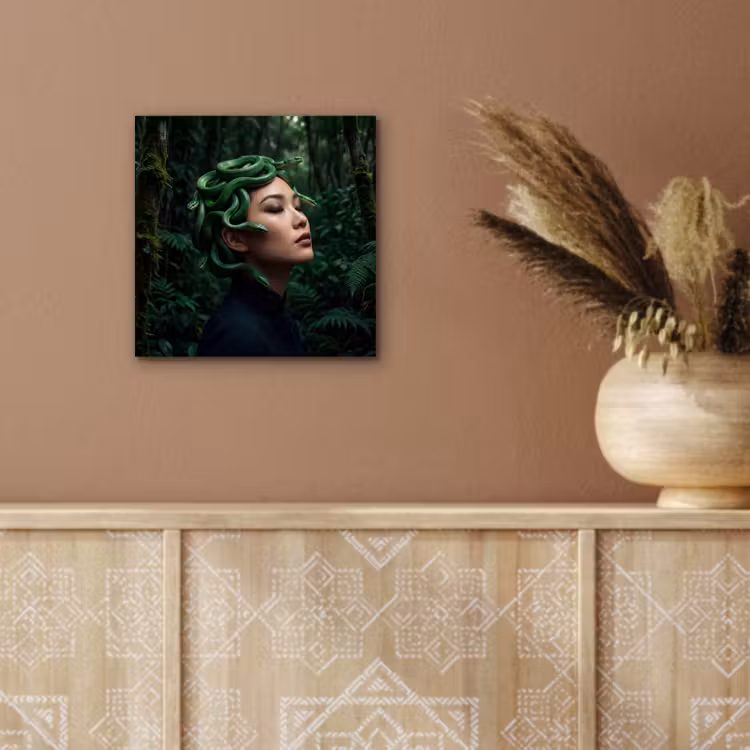 Vrouw - Slang - Natuur - Mystiek - Groen aluminium wit klein -sfeer4