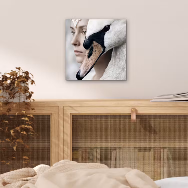 Vrouw - Zwaan - Wit aluminium wit klein -sfeer3