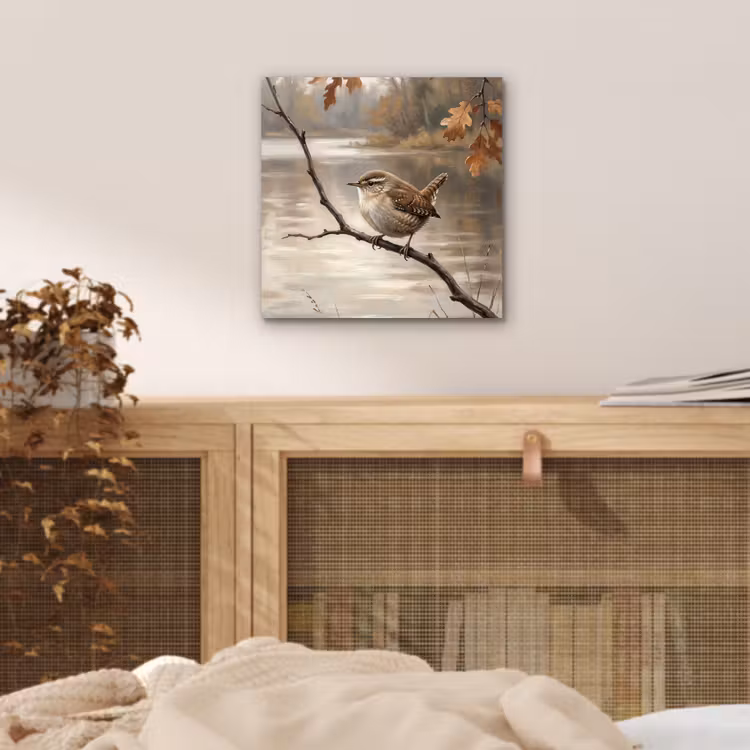 Winterkoninkje - Tak - Rivier - Natuur - Sfeervol aluminium wit klein -sfeer3
