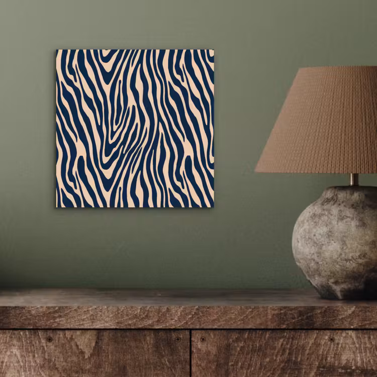 Zebra - Patroon - Blauw - Beige aluminium wit klein 46 -sfeer2