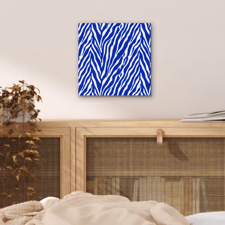 Zebra - Patroon - Kobalt - Blauw aluminium wit klein 46 -sfeer3