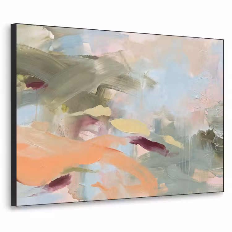 Abstract - Borstelstreken - Kunst - Modern - Pastel Textielframe zwart klein -3d