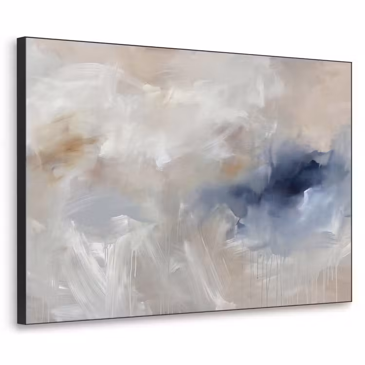 Abstract - Wolken - Sfeer - Modern - Beige Textielframe zwart klein -3d