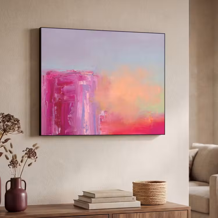 Abstract - Kleuren - Modern - Roze Textielframe zwart klein -sfeer3