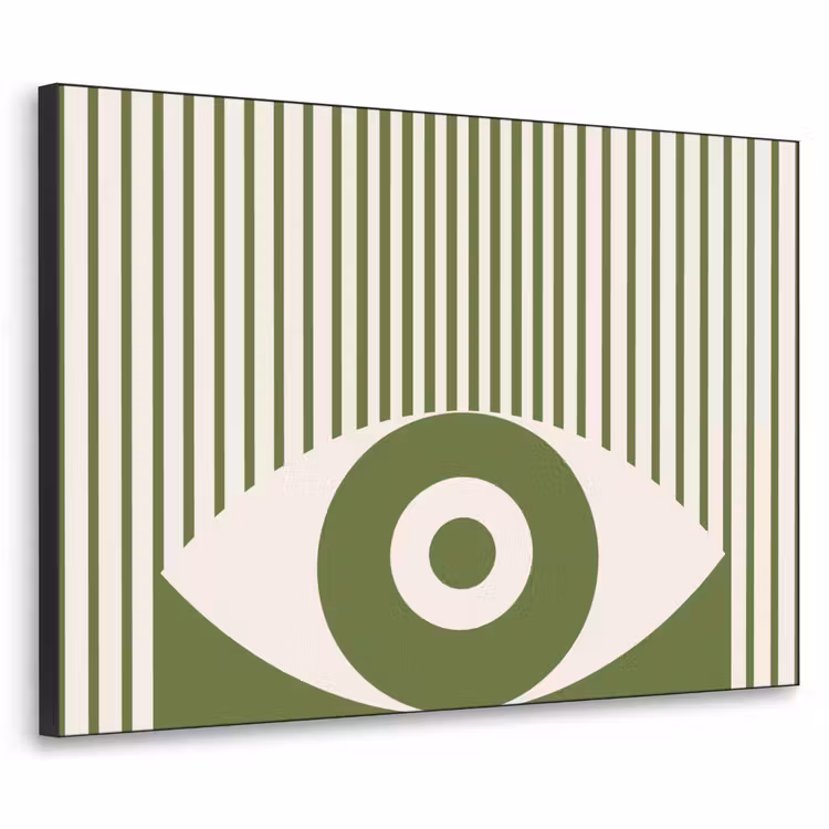 Abstract - Oog - Strepen - Modern - Groen Textielframe zwart klein -3d