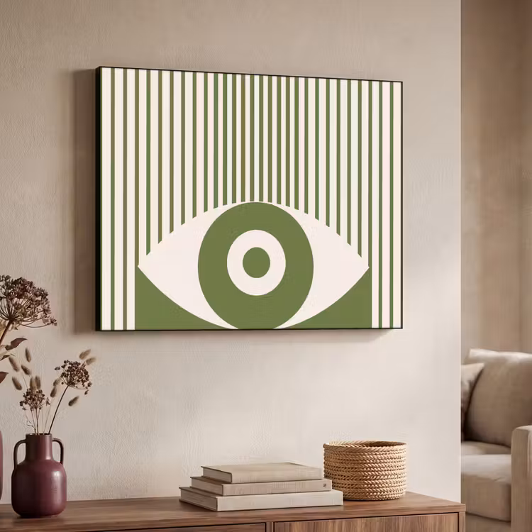 Abstract - Oog - Strepen - Modern - Groen Textielframe zwart klein -sfeer3