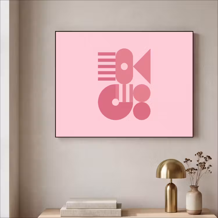 Abstract - Geometrisch - Vormen - Roze Textielframe zwart klein -sfeer2