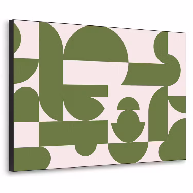 Abstract - Geometrie - Modern - Groen - Wit Textielframe zwart klein -3d