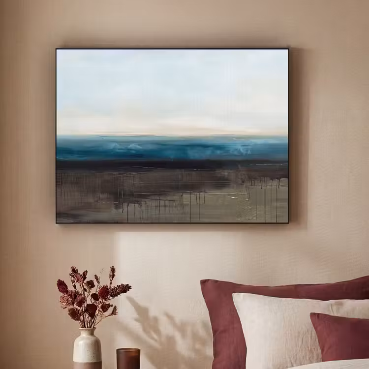 Abstract - Landschap - Horizon - Blauw - Modern Textielframe zwart klein -sfeer1