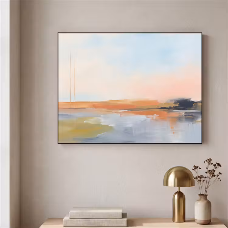 Abstract - Landschap - Horizon - Modern - Kleurrijk Textielframe zwart klein -sfeer2