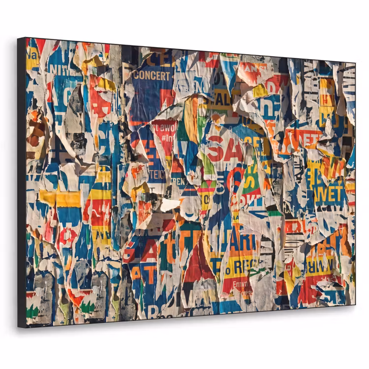Abstract - Gelaagd papier - Urban - Modern - Kleurrijk Textielframe zwart klein -3d