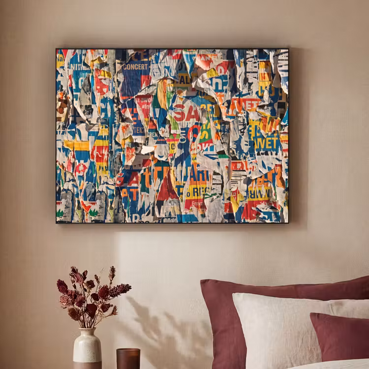 Abstract - Gelaagd papier - Urban - Modern - Kleurrijk Textielframe zwart klein -sfeer1